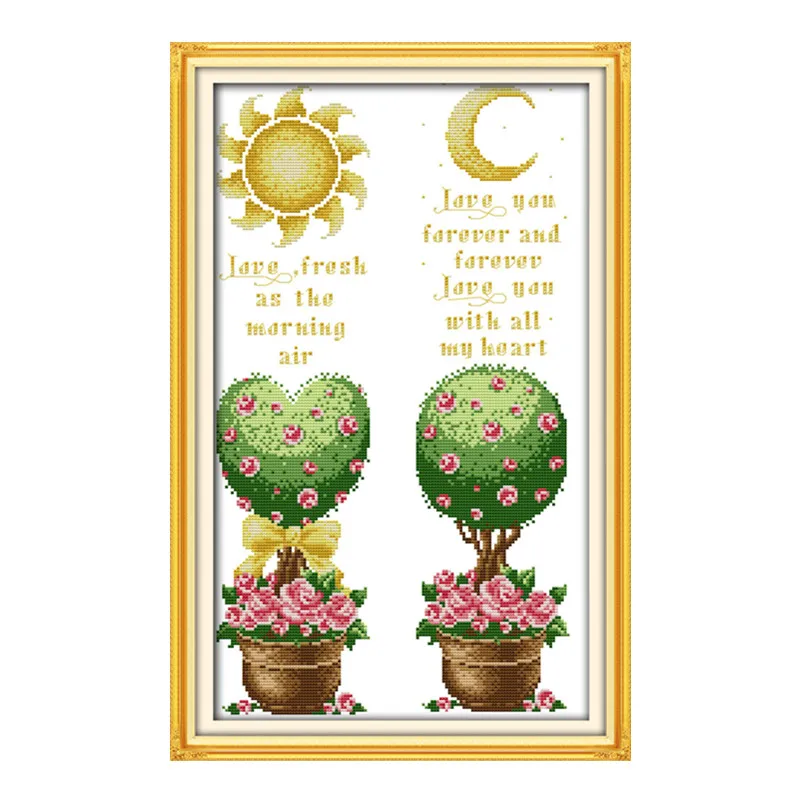 The sun and moon cross stitch kit cartoon 14ct 11ct count print canvas stitching embroidery DIY handmade needlework