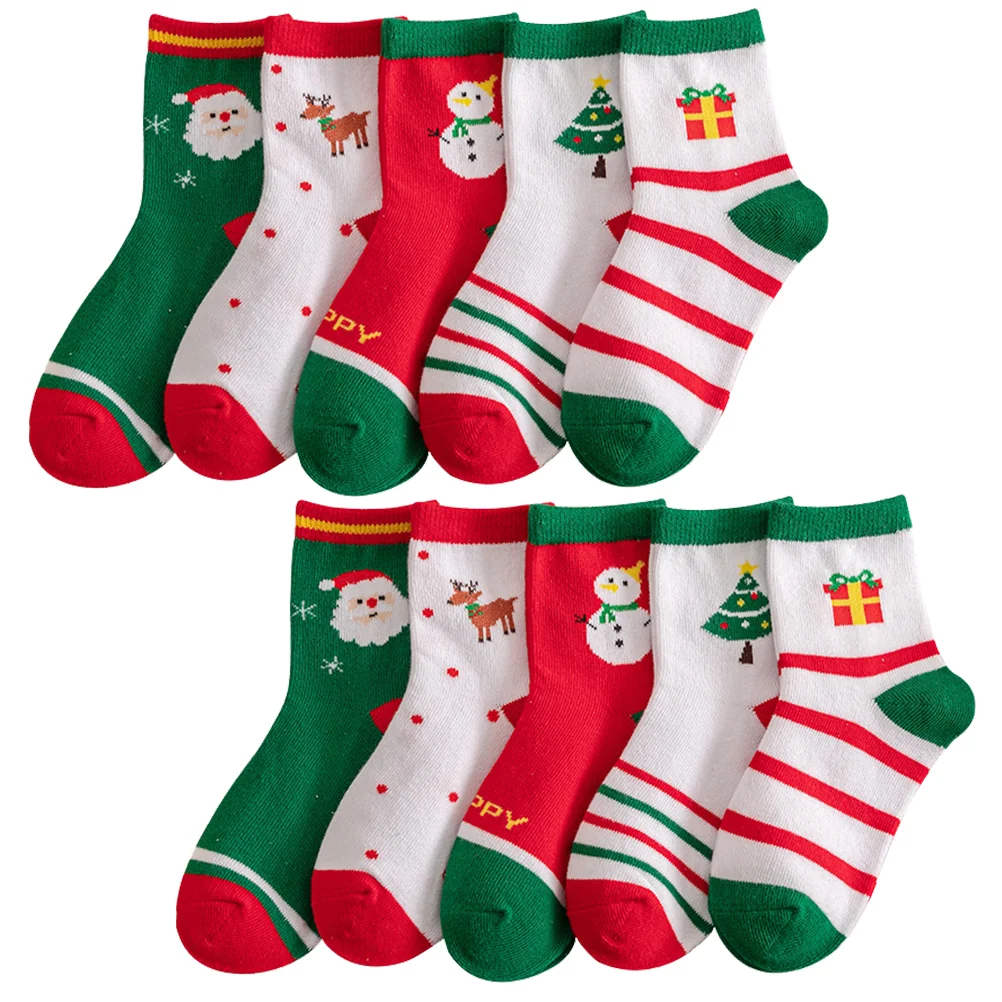 

5 Pairs Christmas Kids Cute Spring Autumn Stuff Girls Stuffs Combed Cotton Bulk Baby Patterned