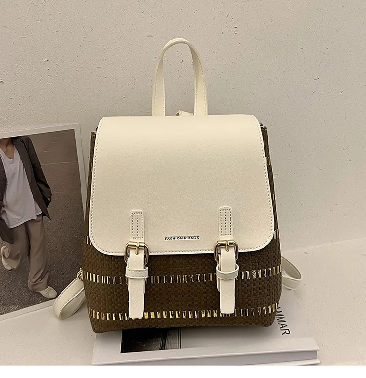

Popular Korean 2022 New Fashion Contrast Casual Shoulder Backpacks for School Teenagers Girls Stitch Backpack Purse