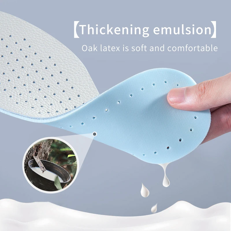 New Latex Insoles For Feet Deodorizing Absorbent Sweat Shoes Pad Soft Elastic Breathable Running Sneakers Cushion for Men Women