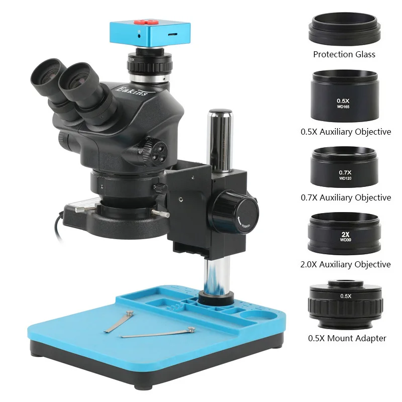 

3.5X 7X 50X 100X Simul-Focal Zoom Trinocular Stereo Microscope 55MP 4K Video HDMI USB Camera For Phone PCB Soldering Repair