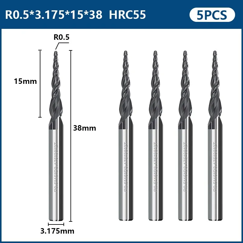

Концевая фреза XCAN с коническим шариковым носиком, хвостовик 1/8 дюйма (3,175 мм), твердосплавная фреза с супер покрытием, набор из 5 насадок для гравировки по дереву и металлу
