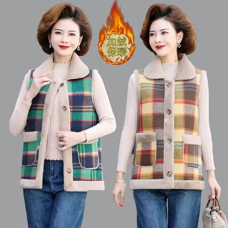 

Высококачественный двусторонний женский жилет с зажимом на осень и зиму, новинка, кашемировый жилет, теплая безрукавка в иностранном стиле ...