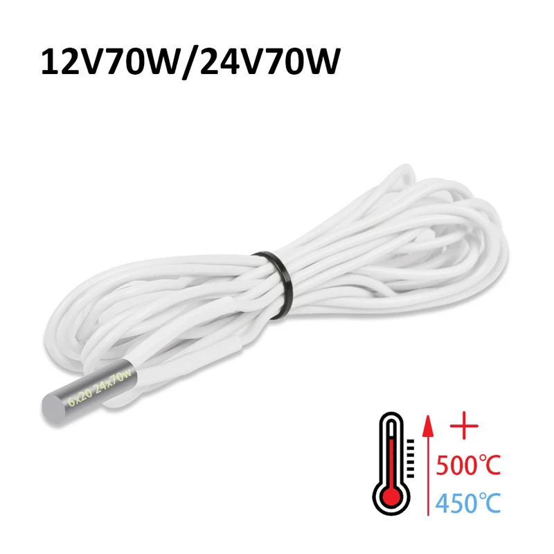 

Аксессуары для 3D-принтера, высокотемпературная нагревательная труба 6*20, нагревательная труба с одной головкой 12 В/24 В 70 Вт, мощный односторонний