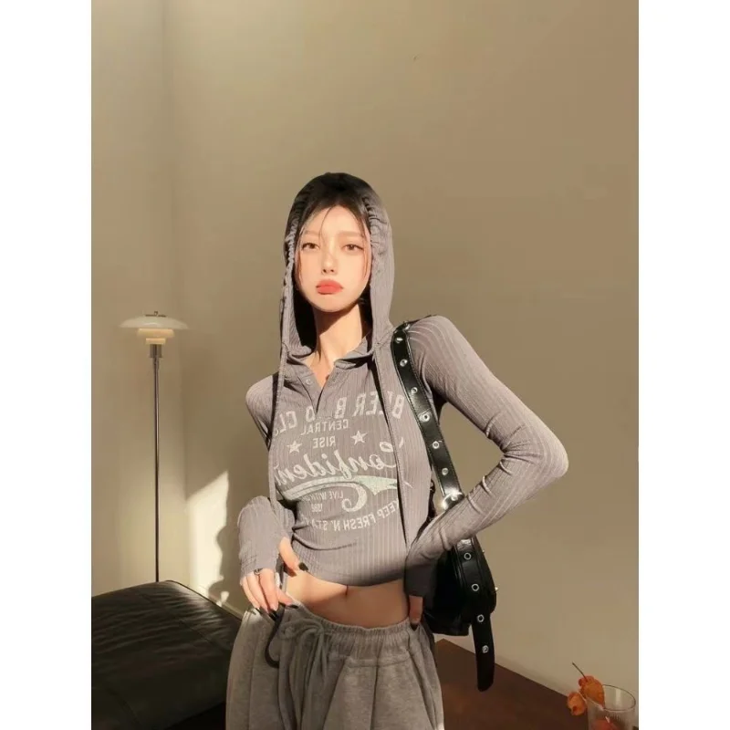 

Женская трикотажная толстовка с капюшоном, с длинным рукавом