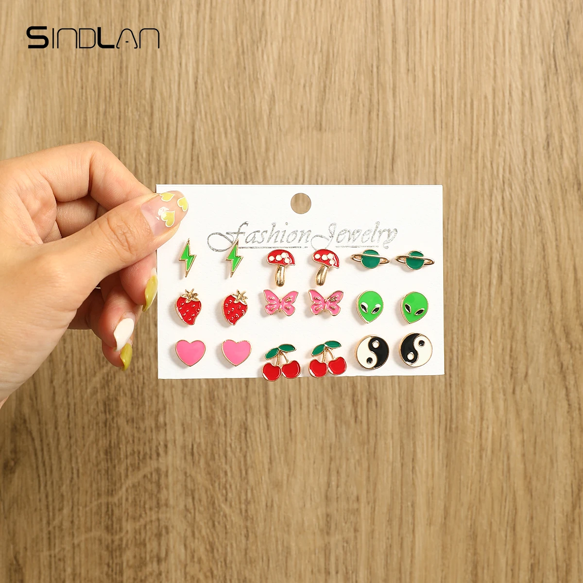 

Sindlan 9Pairs Y2k Aesthetic Multi Color Earrings for Women Kpop Butterfly Heart Cute Piercing Set Girls Jewelry Aretes De Mujer