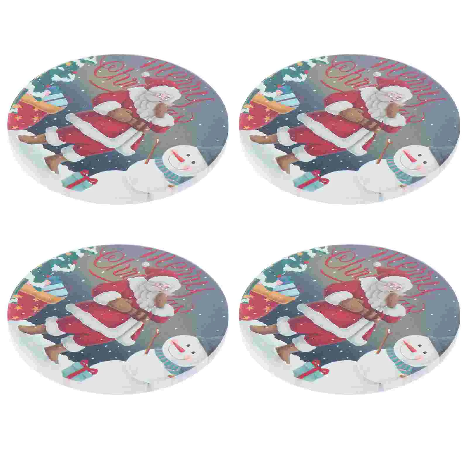 

4pcs Practical Premium Anti-skid Creative Bowl Mats Printed Coasters for Restaurant Home