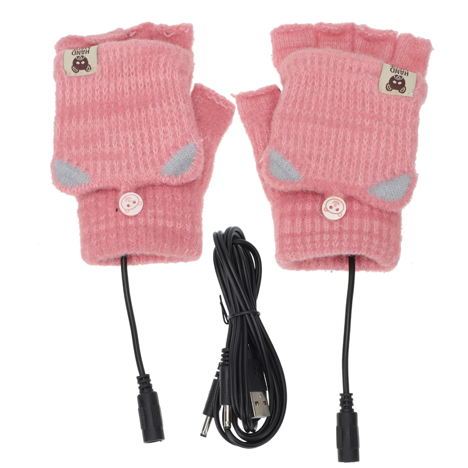 

Gloves Cotton Hand Warmer Electric Usb Heating Thermal Simulation Heated Knitted Half Finger Mitten Typing Warm