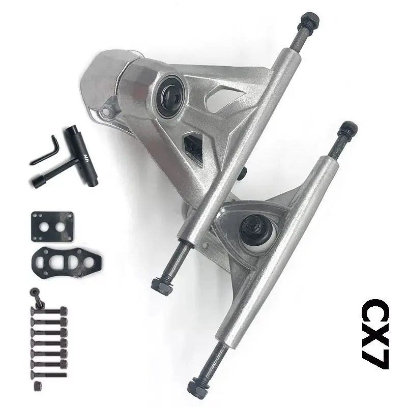 

Mask Shape CX7 Surf Skate Truck 6.25 Inch Aluminium Alloy Land Surfskate Carving Trucks Rotatable Brackets Risers Screw Full Set