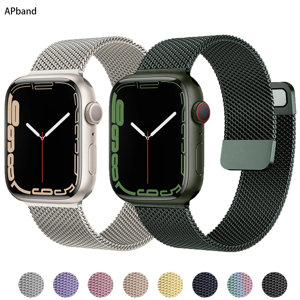 

Магнитная Петля для ремешка Apple watch 44 мм, 40 мм, 45 мм, 41 мм, браслет из нержавеющей стали для iWatch Apple watch, Сери es 4, 3, 5, se, 6, 7, ремешок