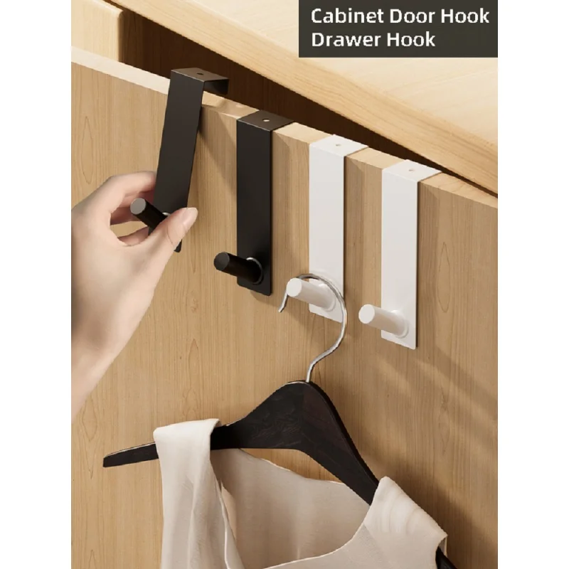 

Крючок на дверь кухонного шкафа, крючки для ящиков, без отверстий, аксессуары для ванной комнаты, вешалка для хранения, черный крючок на задн...
