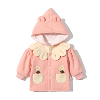 baby girl jackets pink hoodie coat for 0 4y girls cute floral collar tops long sleeve springautumn clothes kids girl jacket