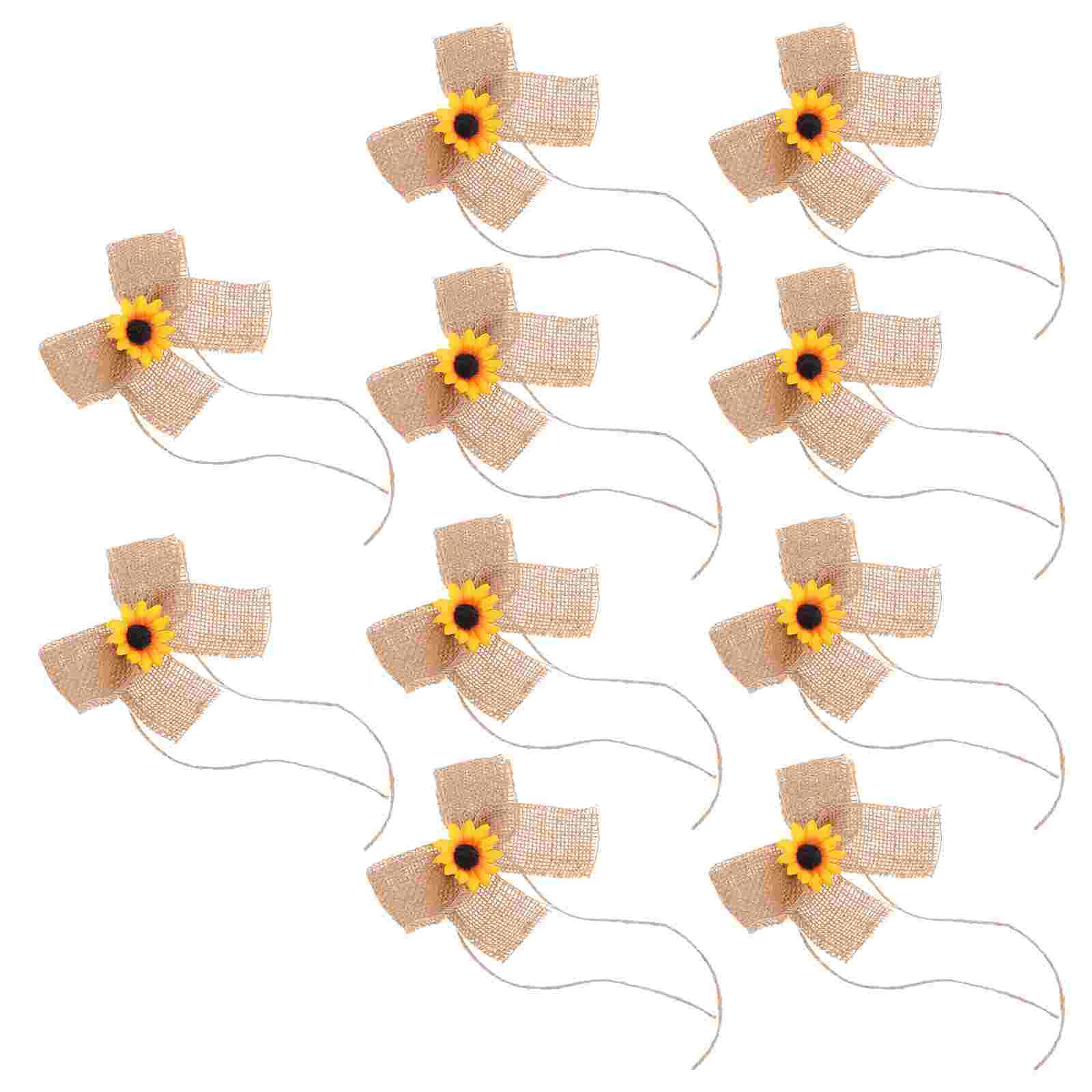 

10 Pcs Sunflower Bow DIY Craft Bowknot Retro Home Decor Artificial Xmas Bow Hanging Linen DIY Bowknot Adorn Red Home Decor