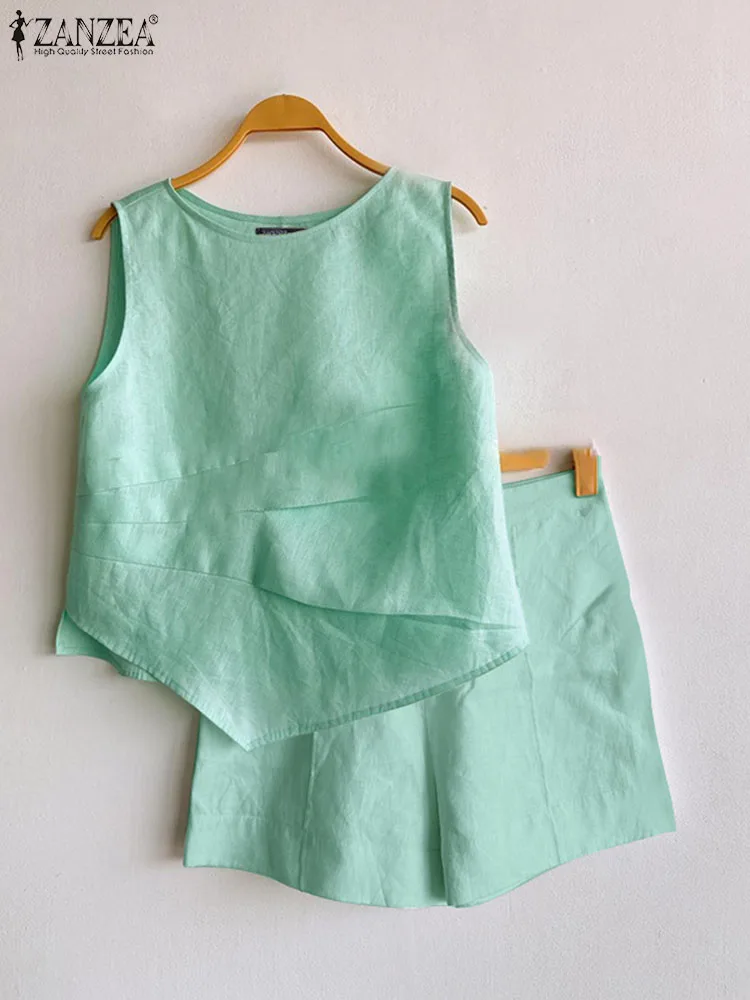 Модные свободные подходящие костюмы ZANZEA повседневные летние короткие комплекты