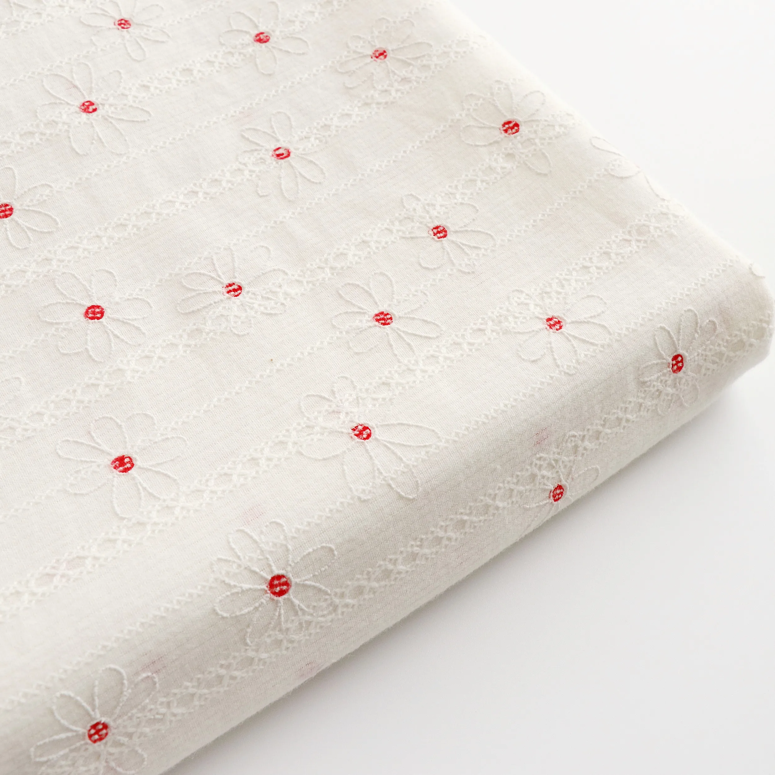 

150x50cm Pure Cotton Jacquard Fresh Embroidered Cotton Cloth White Women's Dress Shirt Children's Dress Fabric