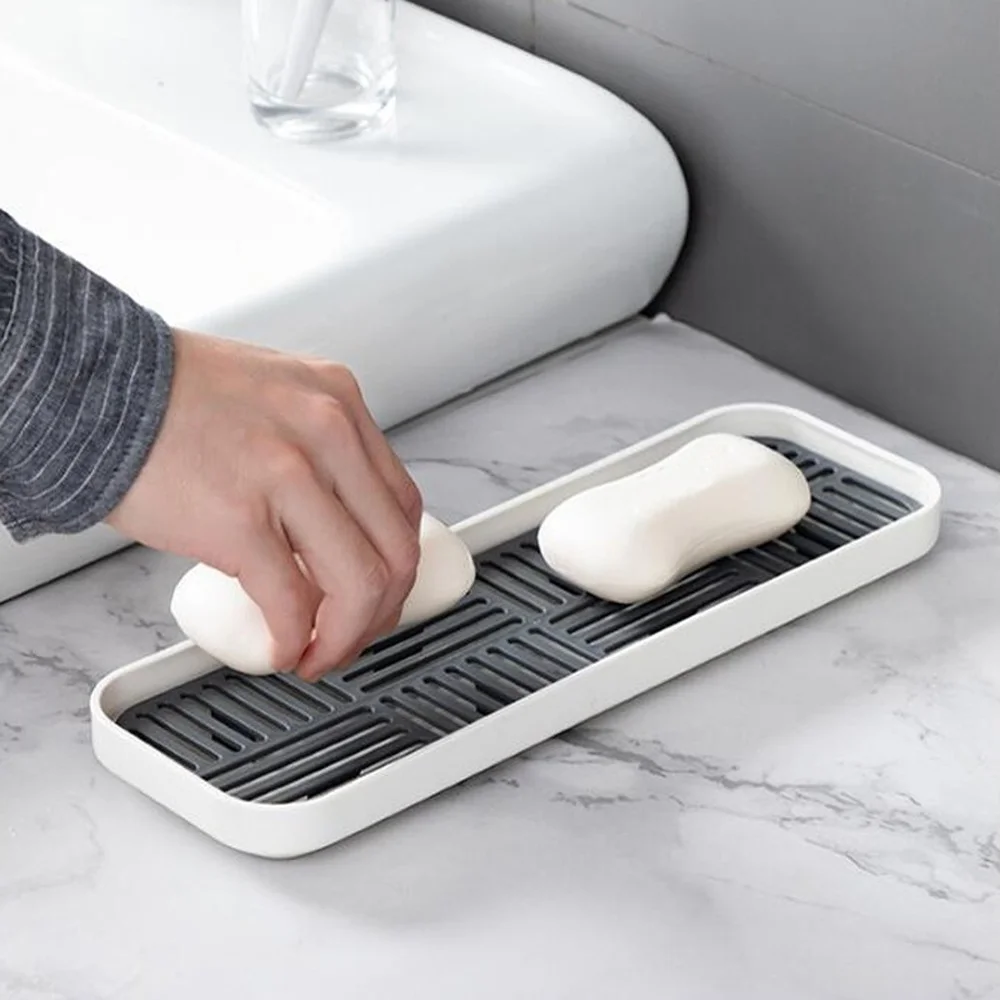 

Sink Soap Organzier Rack Plastic Bathroom Storage Trays Sponge Holder Tableware Drain Storage Dish Kitchen Storage Accessories