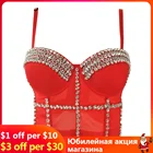 Сексуальный корсет Стразы ручной работы с бриллиантами, женский сексуальный бюстье, бюстгальтер, укороченный топ на бретельках, жилет, бюстгальтер, блестящая Клубная одежда, вечерние майки