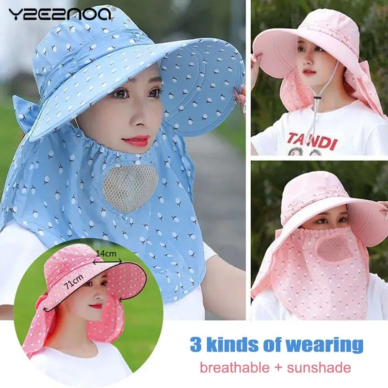

Sun Hat Female Summer Hat Cover Face Breathable Sun Hat All-match Summer Hat with Big Rim Anti-ultraviolet Cycling Sunhat