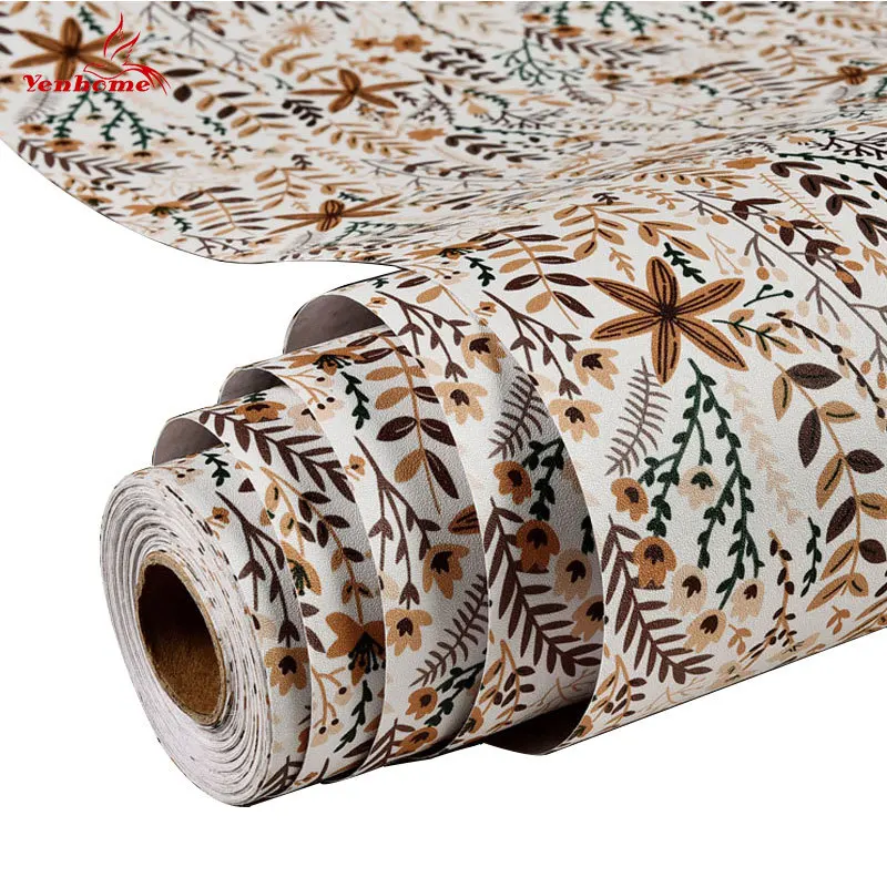 

Self-Adhesive Wallpaper Floral Pattern Decorative Contact Film Peel and Stick DIY Furniture Renovation Living Room Wall Stickers