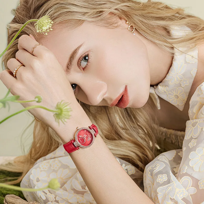 Mark Fairwhale модные женские часы с кроликом роскошные наручные красным кожаным