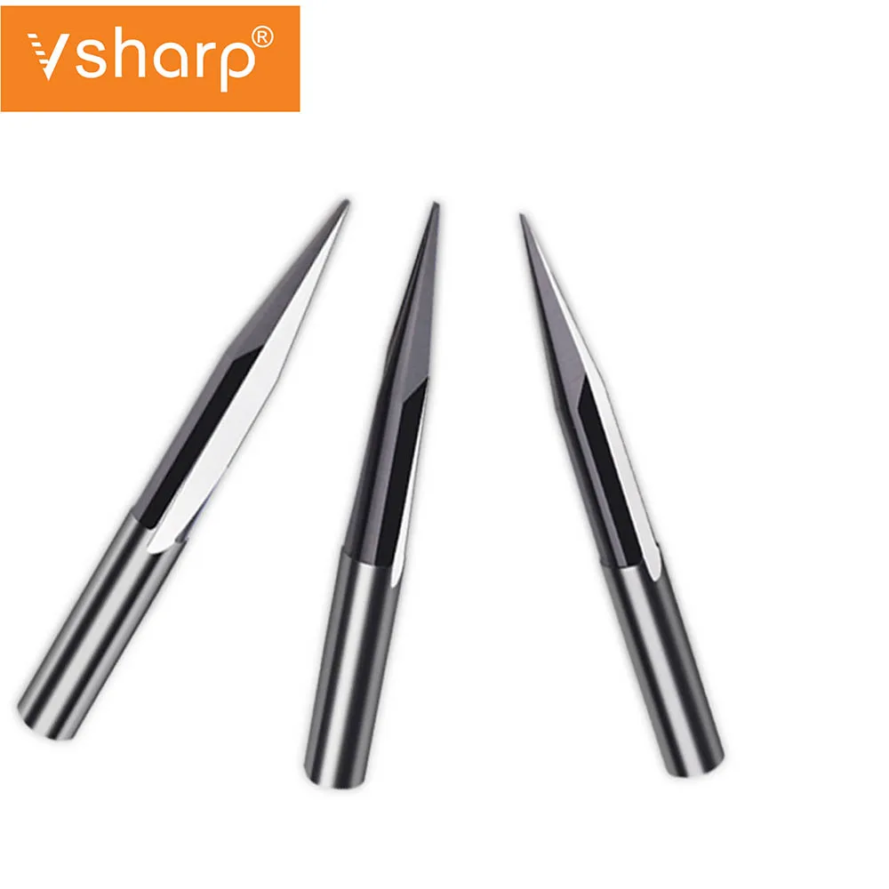 Vsharp 2 Flutes V Tip End Mill  6mm Shank  Double Blade Straight Groove CNC Engraving Bit Sharp Carving Tool For Woodworking images - 6