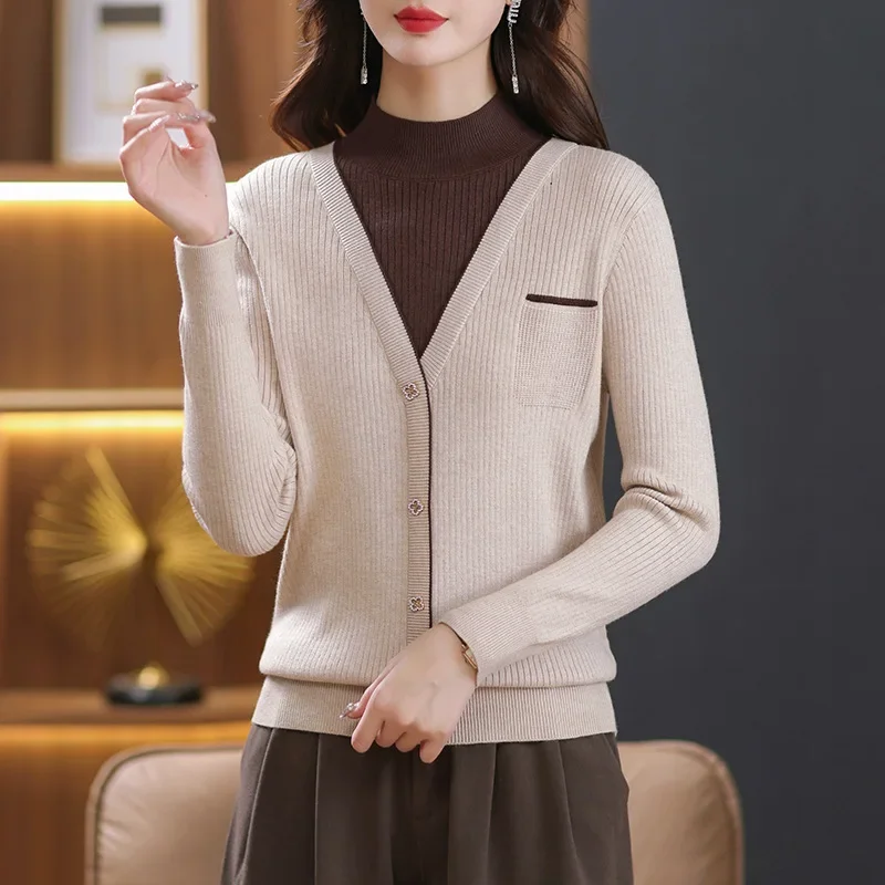 High Quality Elegant Middle-Aged Women's Knitted Top Plus Size Autumn/Winter New Style Wool Pullover For Plump Girls