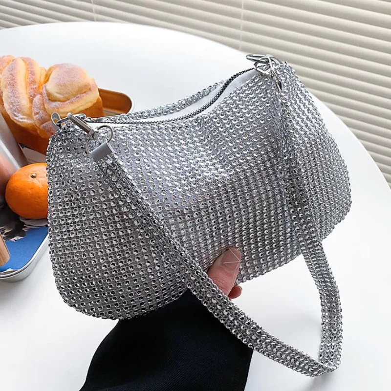 

Fashion Rhinestones Evening Clutch Bag Shiny Crystal Female Dinner Party Wedding Purses Handbag Designer Shoulder Underarm Bags