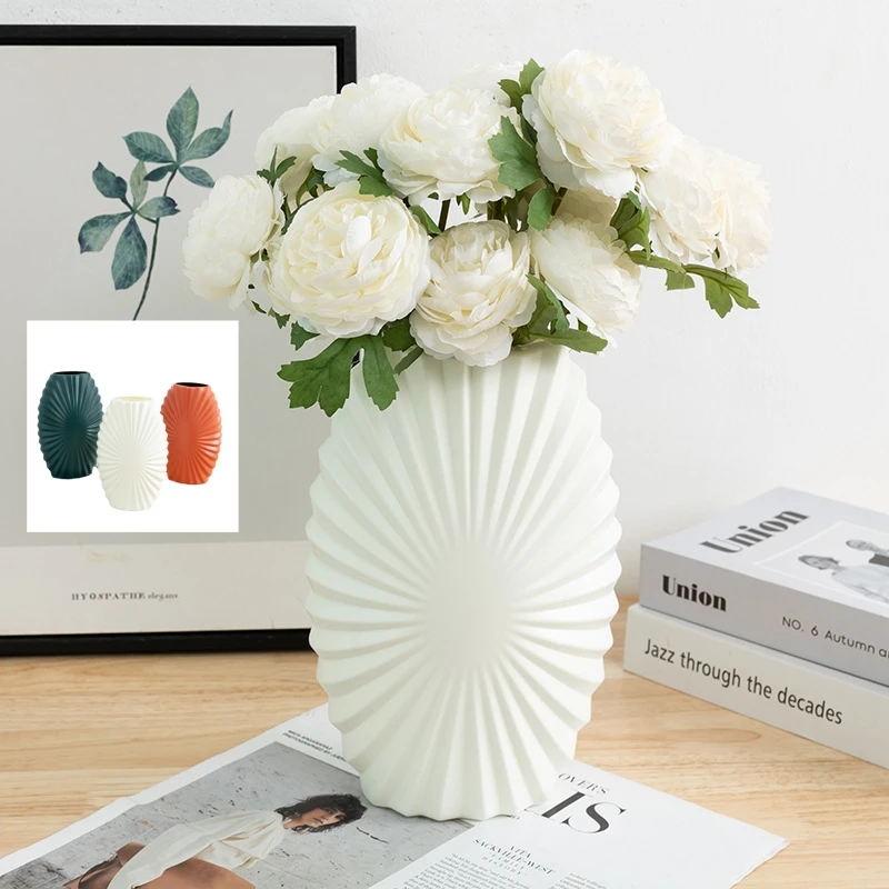 

Plastic Vase Nordic Simple Solid Color Flowers Water Raised Decorative Flower Device Table Flower Arrangement