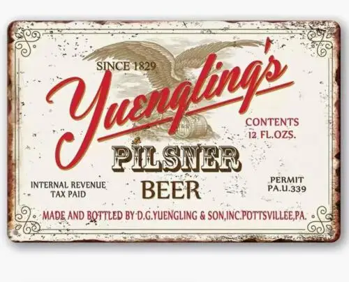 Металлическая табличка YUENGLING BEER, рекламная вывеска YUENGLING PILSNER BEER для бара, декор для мужской комнаты (art.: 3920d9fdae0bd) - 3920d9fdae0bd