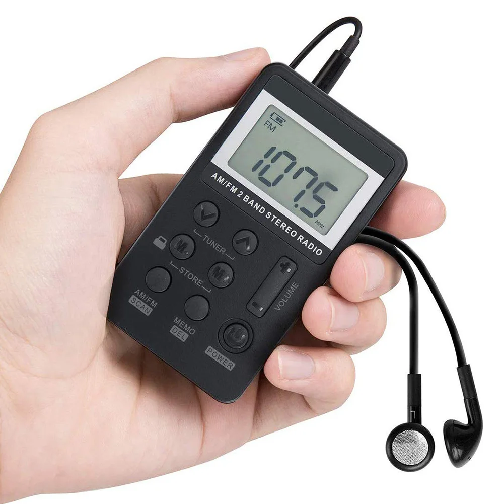 New Portable Radio FM/AM Digital Portable Mini Receiver With Rechargeable Battery& Earphone Radio LCD Display
