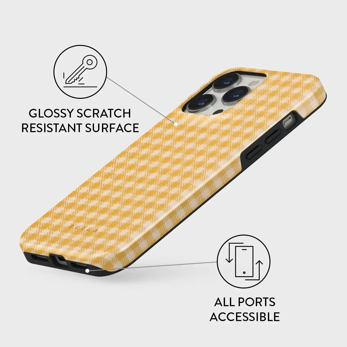 Фото BURGA Tuscan Sun — желтый чехол для телефона в клетку для Samsung Galaxy S25 S24 S23 S20 FE Plus Ultra 4G 5G, глянцевая пленка, жесткий чехол из ПК №2