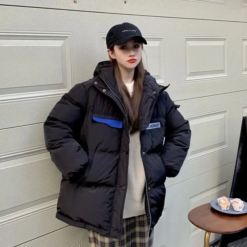 2022 New Winter Down Padded Jacket Women's Short Cotton Coat Korean Loose Thicken Parkas Coat Fashion Hooded Female Basic Coat