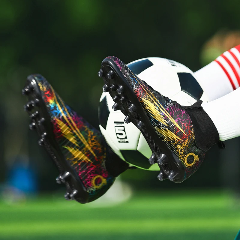 R.xjian High Ankle 35-47 Soccer Shoes Men  Large Size TF/FG  Outdoors Training Football Boots Non-slip Indoor Cleats Kids