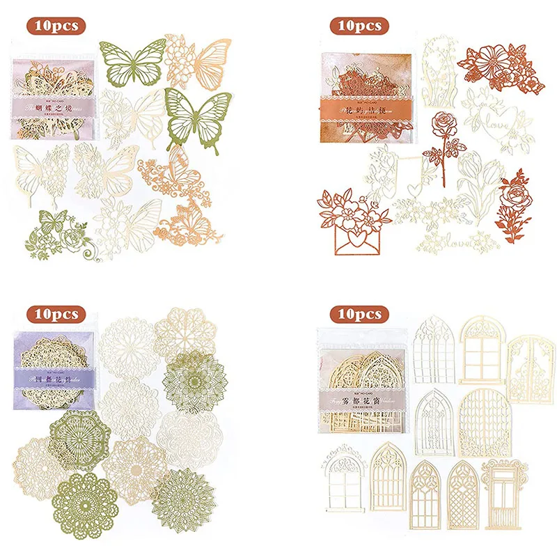 

40PCS Cutout Lace Vintage Scrapbook Paper Scrapbooking Supplies Aesthetic Flower Window Series Decorative Papers Junk Journal