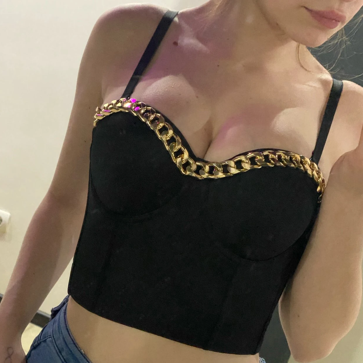 

Gold Chain Corset Tops Women Vintage Slim Camis Sexy Evening Gothic Clothes Steampunk Bustier Underwear Lingerie Overbust Beauty