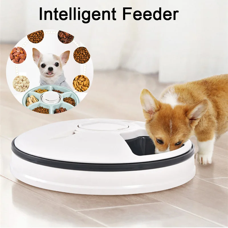 

Dry Wet Food Dogs Detachable Large Capacity Digital Timer Portion Control Pet Automatic Feeder Cats 6 Meal Trays LCD Display