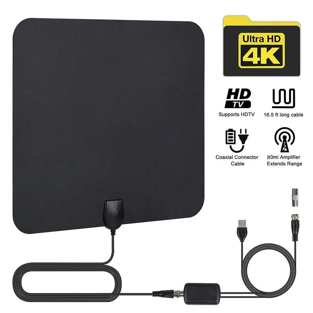 

1080P HD Indoor Digital TV Antenna Signal Amplifier Digital HDTV 50 Miles Range TV Aerial for DVB-T DVB-T2 Sat Receiver