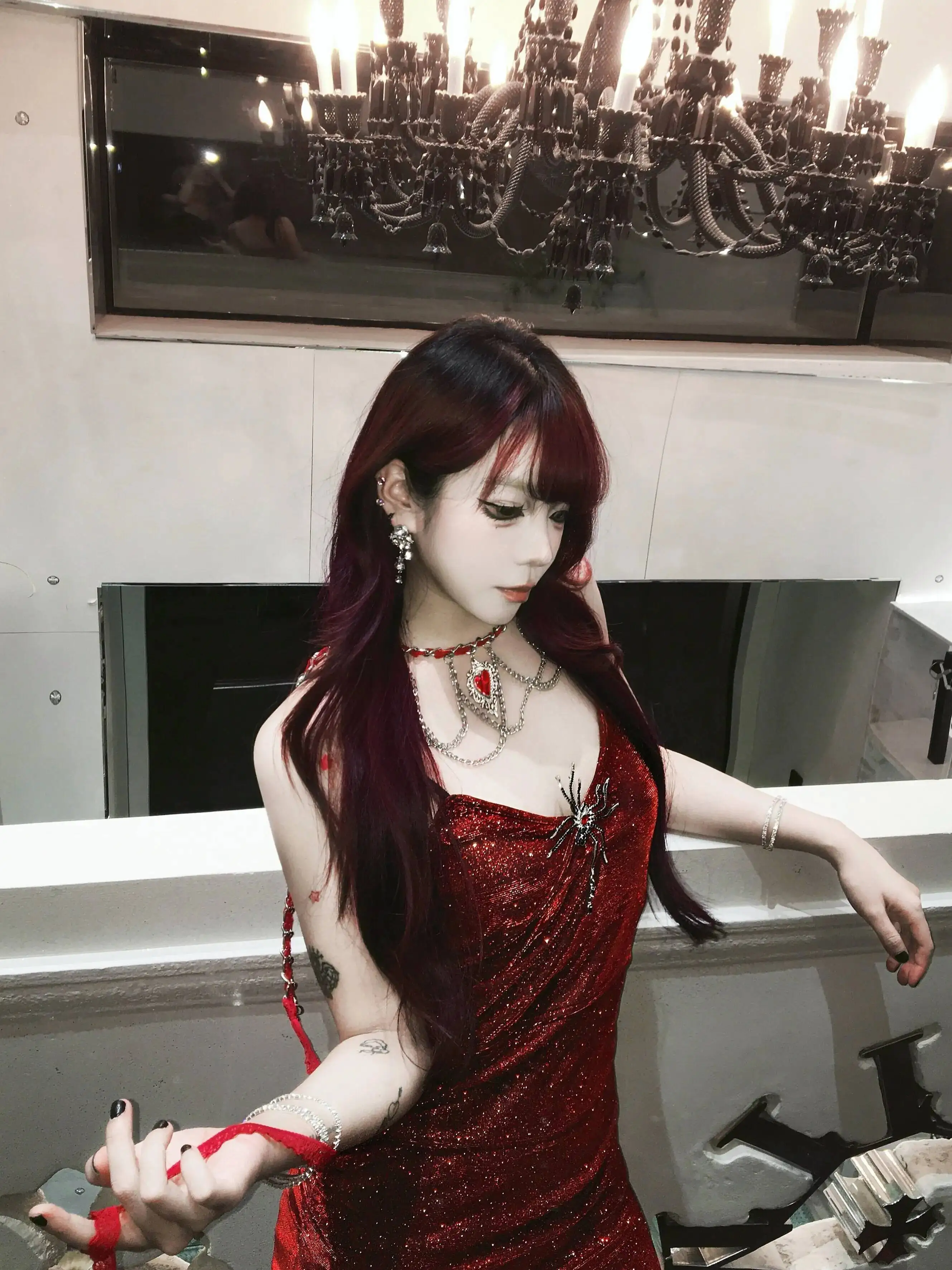 Фото Сексуальное облегающее платье-русалка Brave Legend Authentic Dark Sparkling Red Showa Princess №2