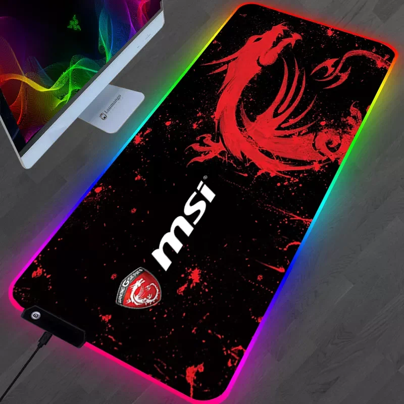 

Mouse Pad MSI Red Dragon Mausepad RGB Teclado Gamer PC Computer Desk Mat Gaming Accessories Varmilo Anime Carpet LOL CS Mousepad