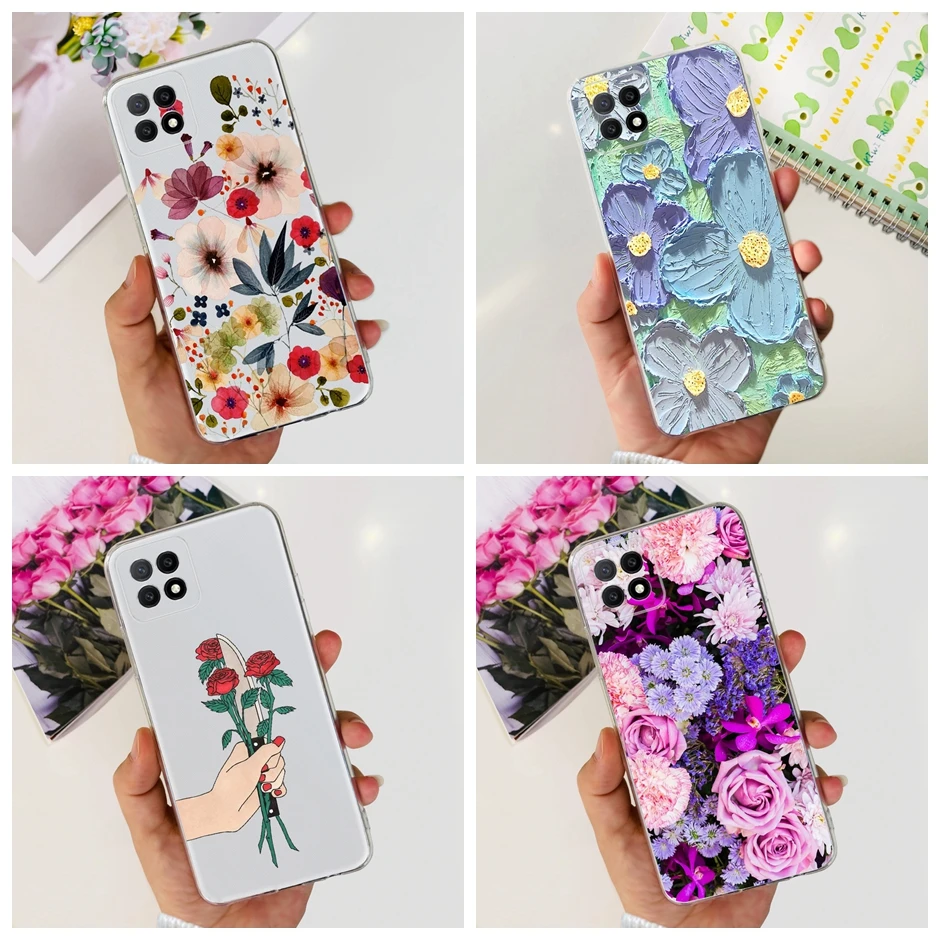 

Floral Pattern Phone Case For OPPO A72 5G Transparent TPU Bumper For OPPO A72 A53 A73 A 72Funda Coque