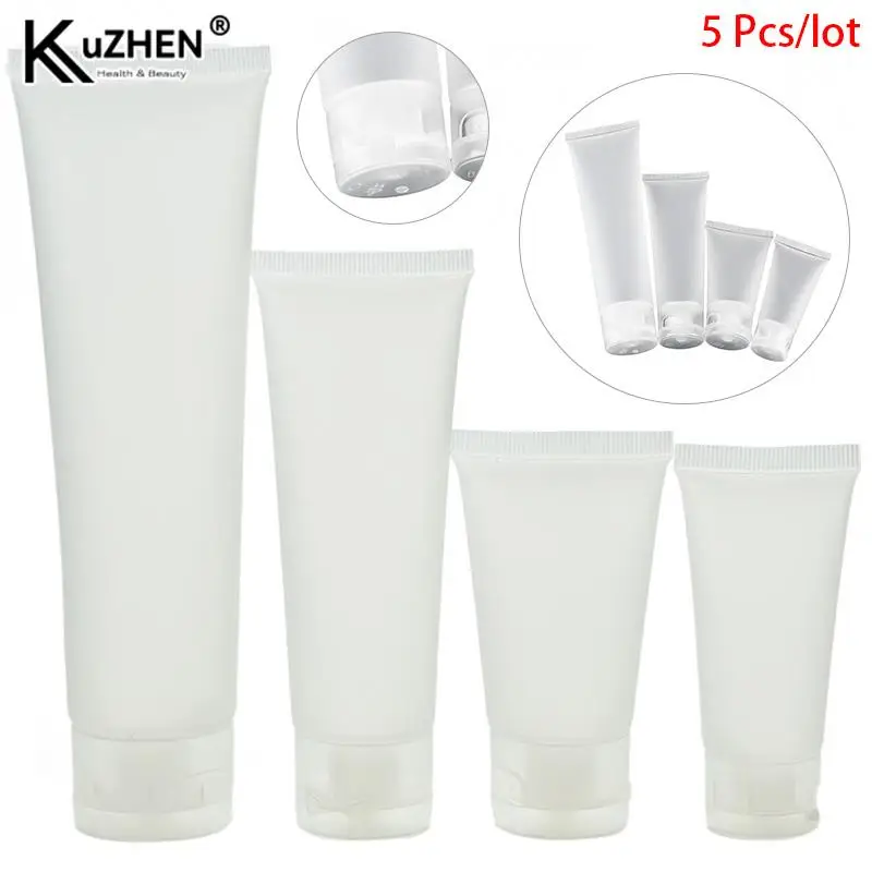 

5 Pcs/lot Refillable Bottles 20ml/ 30ml/ 50ml/ 100ml Empty Clear Tube Cosmetic Cream Lotion Containers Makeup Tools