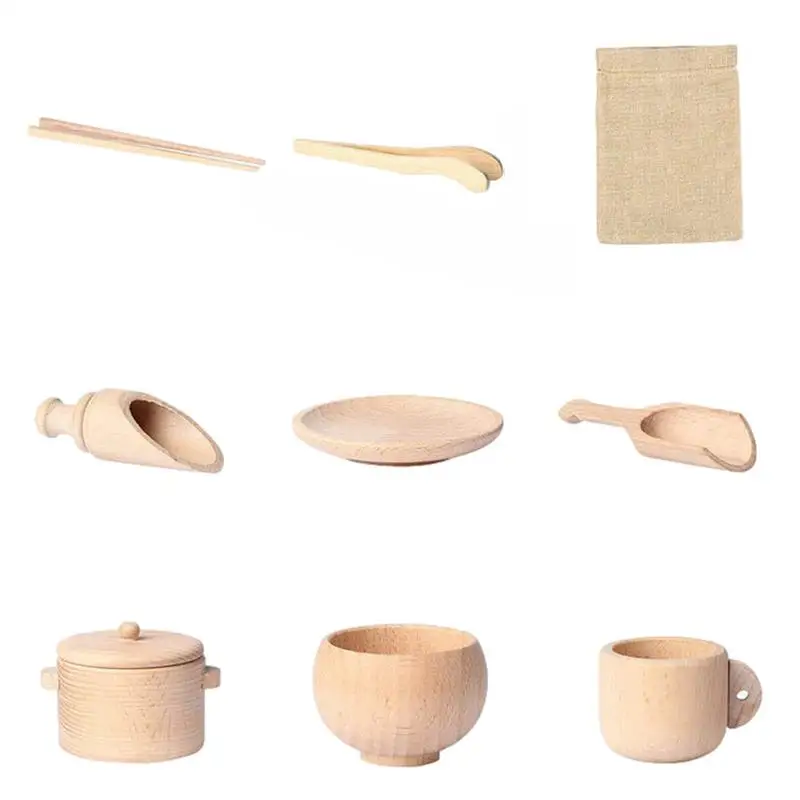

Wooden Sensory Bin Tools 8 PCS Fine Motor Learning Pretend Play For Kids Sensory Tools For Toddlers And Preschool Children
