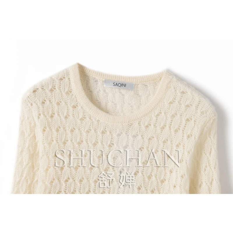 Женский Тонкий кашемировый свитер черный пуловер из 77% натурального шелка зима 23%