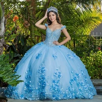 sky blue ball gown quinceanera princess party dress women vestidos de 15 a%c3%b1os 2022 applique backless sweet 16 dress pageant gown