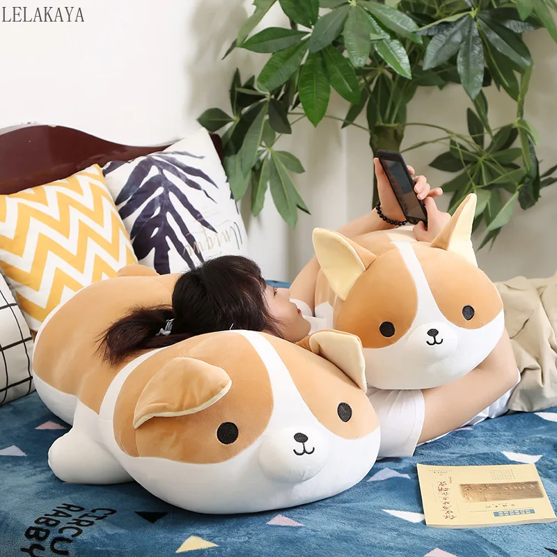 

Забавная корги-собака, плюшевые игрушки, ланч, Длинные подушки для спальни, искусственные милые животные, Детские сопровождающие куклы, 40/60/...