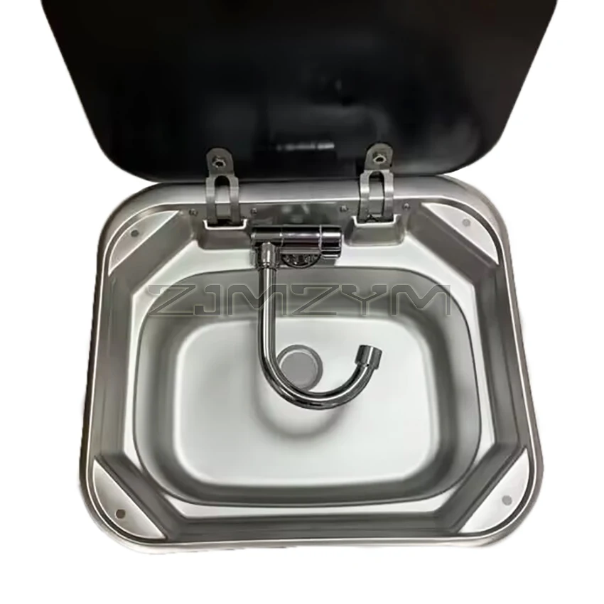 Караван для кемпинга раковина ручной умывальника из нержавеющей стали с крышкой