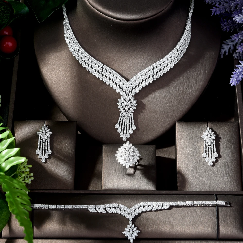 Fashion CZ Fashion Zircon Bridal Jewelry Wedding Prom Party Accessories Dubai Gold Jewelry Sets for Women bijoux mariage  N-1215