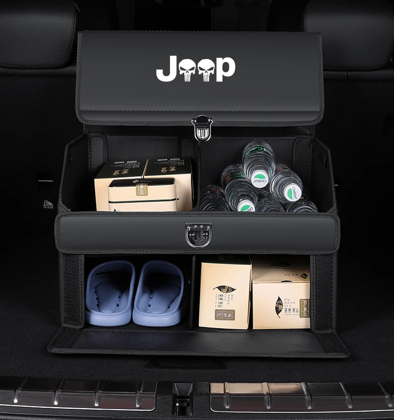 

Car Trunk Organizer Box Multiuse Storage Bag Stowing Tidying Leather Foldable For Jeep Grand Cherokee Renegade Wrangler Car