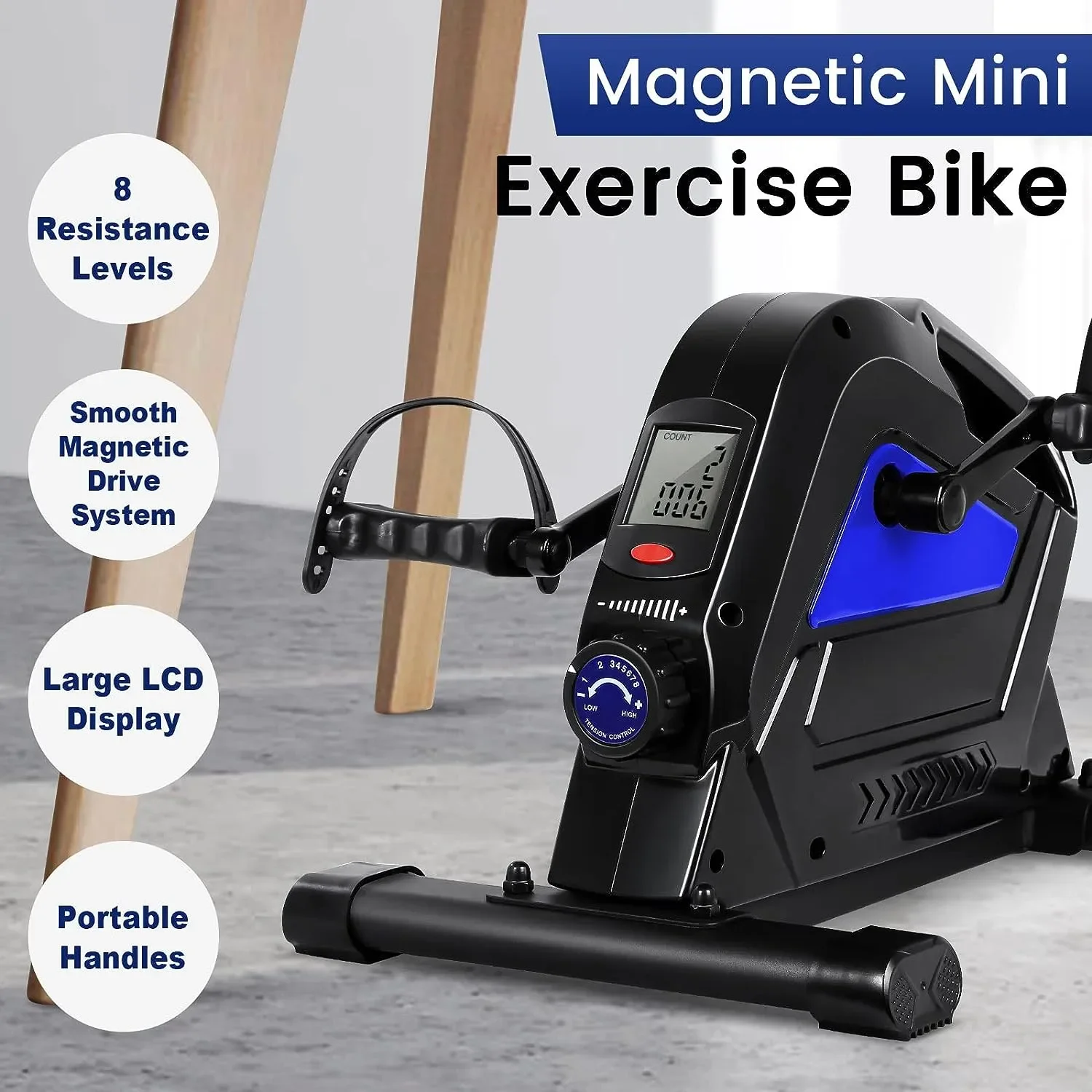 

Desk Bike Pedal Exerciser, Himaly Mini Exercise Bike with magnetic Resistance, Portable Peddler Foot Cycle for Arm & Leg wit Dum