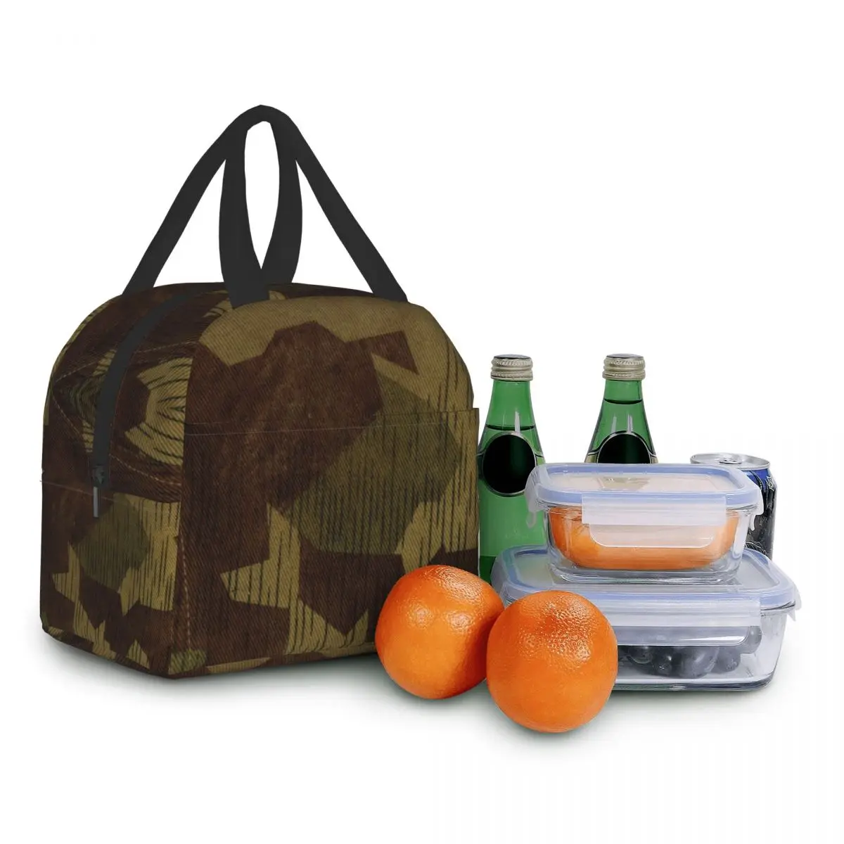 WW2 Splittertarn Camo Lunch Boxes for Women Waterproof Military Camouflage Thermal Cooler Food Insulated Lunch Bag Kids School images - 6